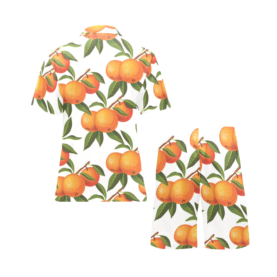 Oranges pattern background Men's V-Neck Short Pajama Set