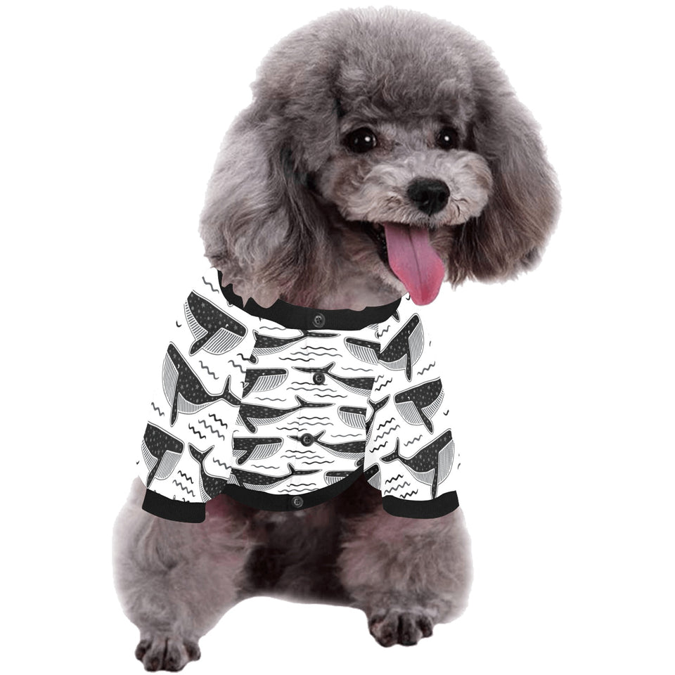 Black whale pattern All Over Print Pet Dog Round Neck Fuzzy Shirt