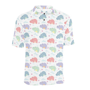 Hippopotamus Pattern Print Design 03 Men's All Over Print Polo Shirt