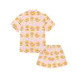 Cute shiba inu dog pattern Kids' Boys' Girls' V-Neck Short Pajama Set