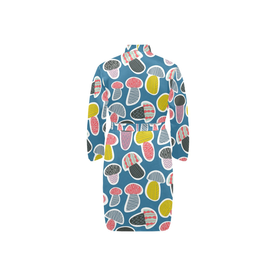 Colorful mushroom design pattern Men's Long Sleeve Belted Night Robe