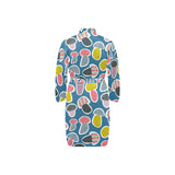Colorful mushroom design pattern Men's Long Sleeve Belted Night Robe