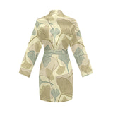 Ginkgo leaves design pattern Women's Long Sleeve Belted Night Robe