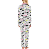 Mustache Beard Pattern Print Design 02 Women's Long Pajama Set