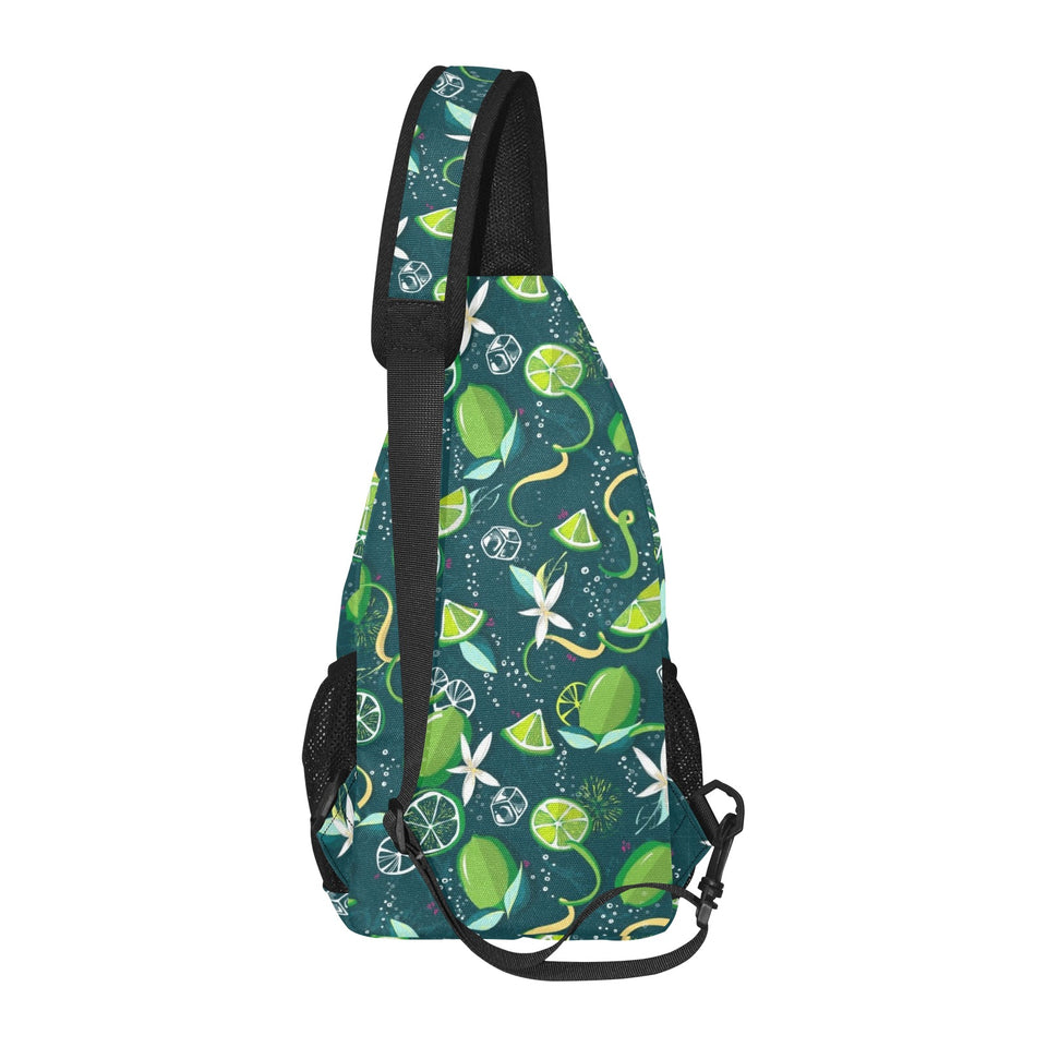 Lime ice flower pattern All Over Print Chest Bag