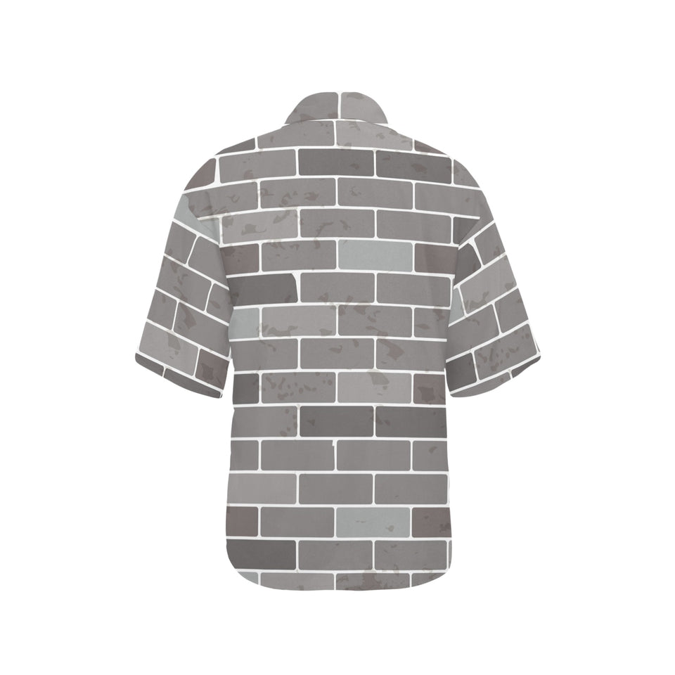 Brick Printed Pattern Print Design 05 Women's All Over Print Hawaiian Shirt