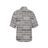 Brick Printed Pattern Print Design 05 Women's All Over Print Hawaiian Shirt