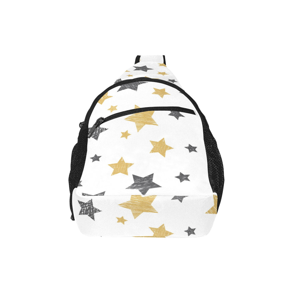 hand drawn gold black star pattern All Over Print Chest Bag