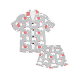 Cute polar bear christmas snow pattern Kids' Boys' Girls' V-Neck Short Pajama Set