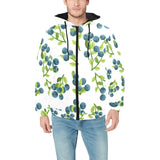 blueberry white background Men's Padded Hooded Jacket