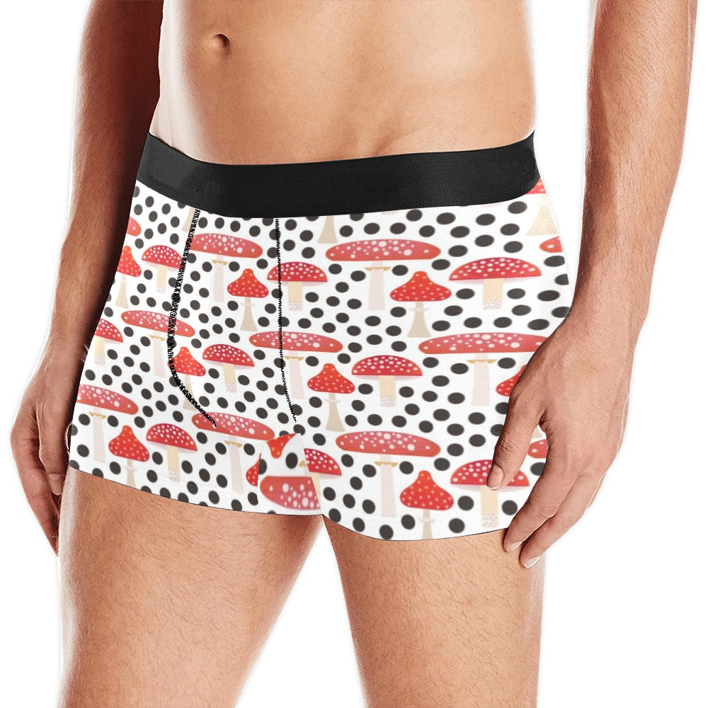 Red mushroom dot pattern Men's All Over Print Boxer Briefs Men's Underwear