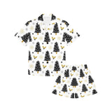 Christmas tree holly snow star pattern Kids' Boys' Girls' V-Neck Short Pajama Set