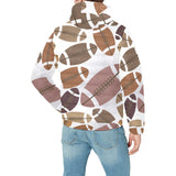 American football ball pattern Men's Padded Hooded Jacket