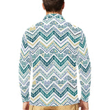 zigzag chevron paint design pattern Men's Long Sleeve Polo Shirt