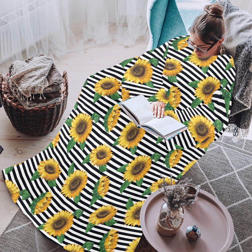 sunflowers ribbon background Blanket Robe with Sleeves