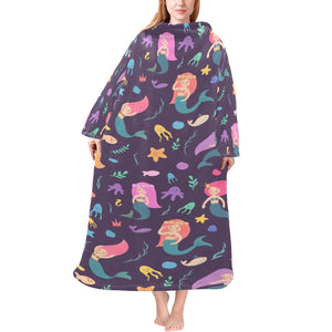 beautiful mermaid Fish jellyfish algae other marin Blanket Robe with Sleeves