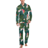Parrot Palm tree leaves flower hibiscus pattern Men's Long Pajama Set
