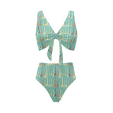 Giraffe Pattern Print Design 01 Chest Bowknot High Waisted Bikini Swimsuit