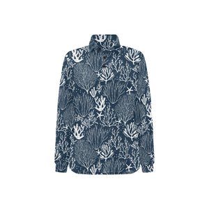 Coral Reef Pattern Print Design 05 Women's Long Sleeve Polo Shirt