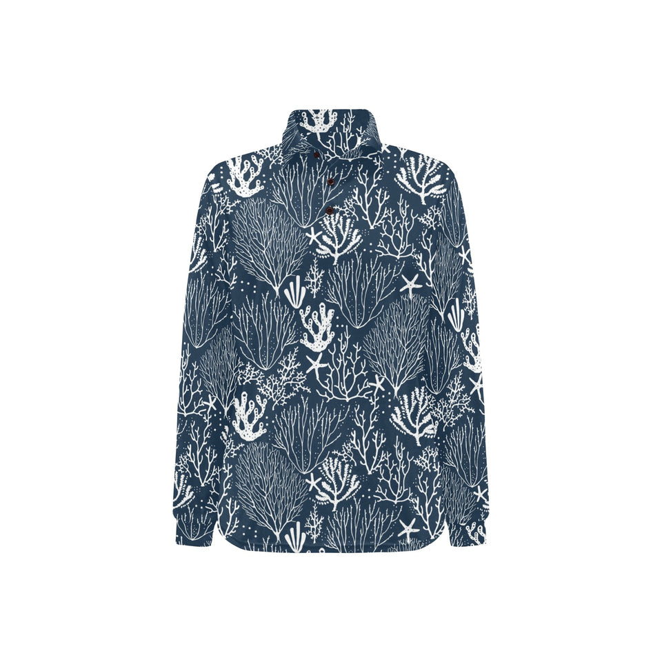 Coral Reef Pattern Print Design 05 Women's Long Sleeve Polo Shirt