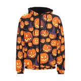 Halloween Pumpkin pattern Men's Padded Hooded Jacket