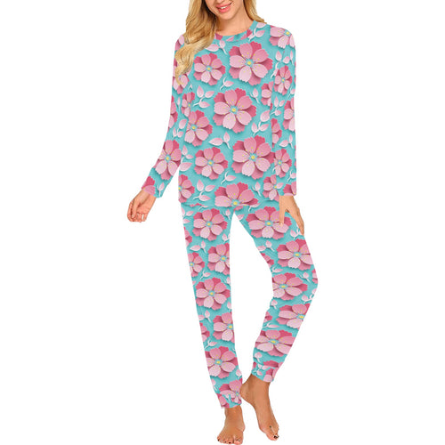 3D sakura cherry blossom pattern Women's All Over Print Pajama Set