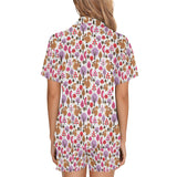 Squirrel Pattern Print Design 02 Women's V-Neck Short Pajama Set