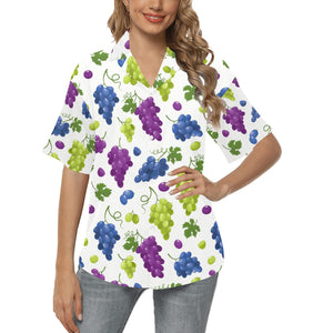 Grape pattern Women's All Over Print Hawaiian Shirt
