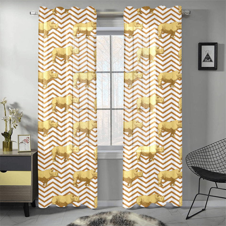 Rhino yellow theme pattern Gauze Curtain
