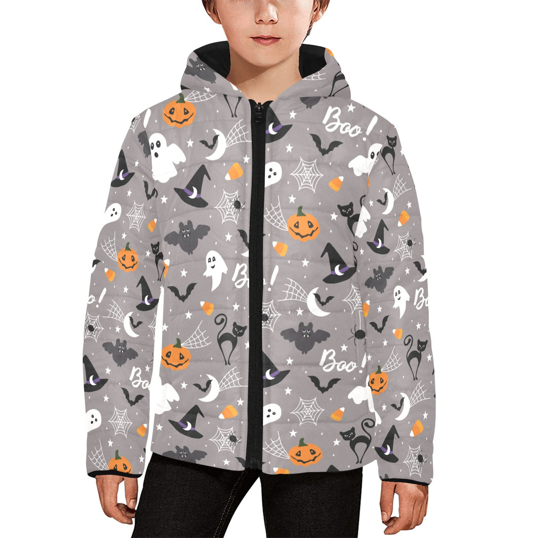Halloween design pattern Kids' Boys' Girls' Padded Hooded Jacket