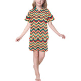 zigzag  chevron colorful pattern Kids' Boys' Girls' V-Neck Short Pajama Set