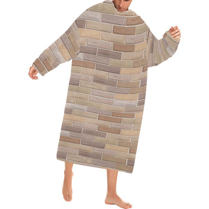 Brick Printed Pattern Print Design 01 Blanket Robe with Sleeves