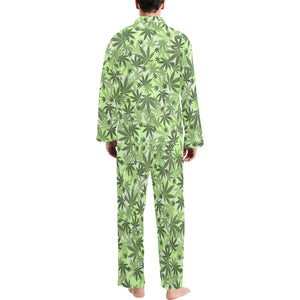 Canabis Marijuana Weed Pattern Print Design 01 Men's Long Pajama Set