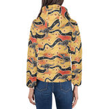 Kangaroo Australian aboriginal art pattern Women's Padded Hooded Jacket