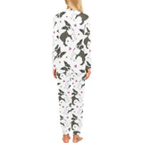 Boston terrier dog hearts vector pattern Women's All Over Print Pajama Set