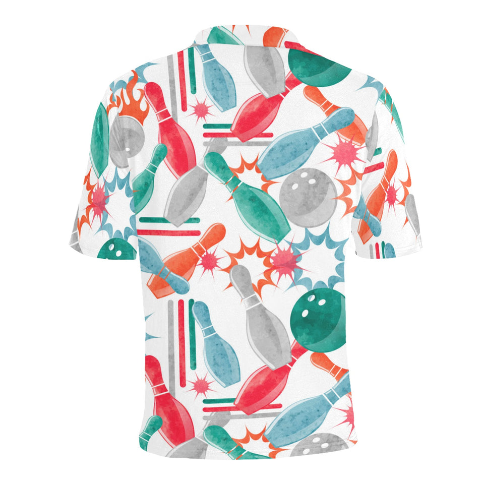 Watercolor bowling pattern Men's All Over Print Polo Shirt