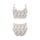 Chihuahua bone paw pattern Chest Bowknot High Waisted Bikini Swimsuit