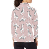 Cute zebra pattern Women's Long Sleeve Polo Shirt