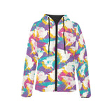 Colorful crow illustration pattern Women's Padded Hooded Jacket