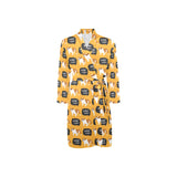 English Bulldog Pattern Print Design 04 Men's Long Sleeve Belted Night Robe