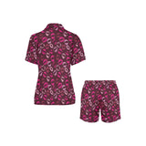 Lips Pattern Print Design 03 Women's V-Neck Short Pajama Set