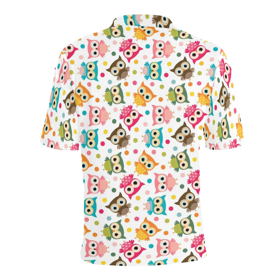 Color cute owl pattern Men's All Over Print Polo Shirt