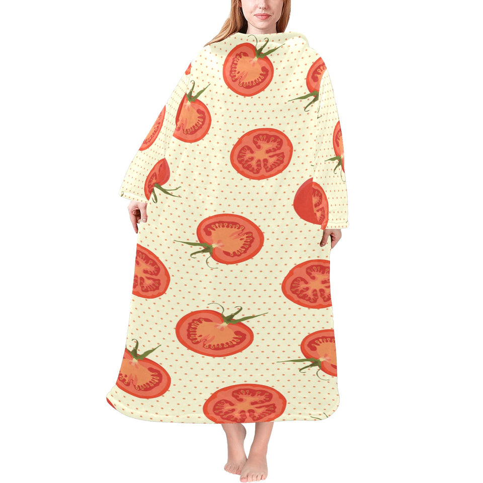 Tomato dot background Blanket Robe with Sleeves