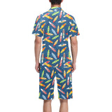 Surfboard Pattern Print Design 01 Men's V-Neck Short Pajama Set