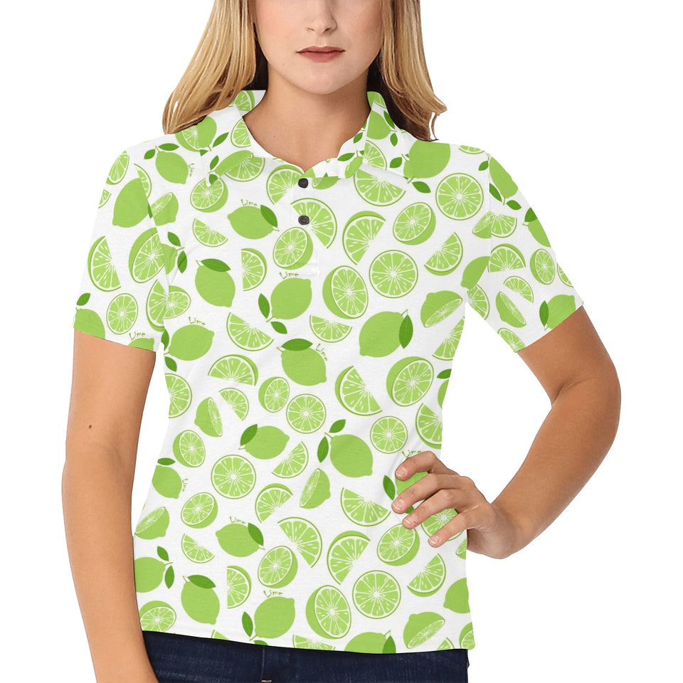 Lime design pattern Women's All Over Print Polo Shirt