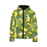 Banana Palm Leaves pattern Kids' Boys' Girls' Padded Hooded Jacket