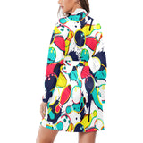 watercolor bowling ball pins Women's Long Sleeve Belted Night Robe