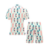 Surfboard Pattern Print Design 02 Men's V-Neck Short Pajama Set