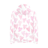 Watercolor pink heart pattern Men's Padded Hooded Jacket