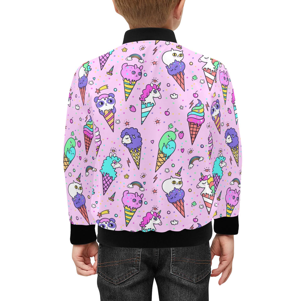 Cute ice cream cone animal pattern Kids' Boys' Girls' Bomber Jacket